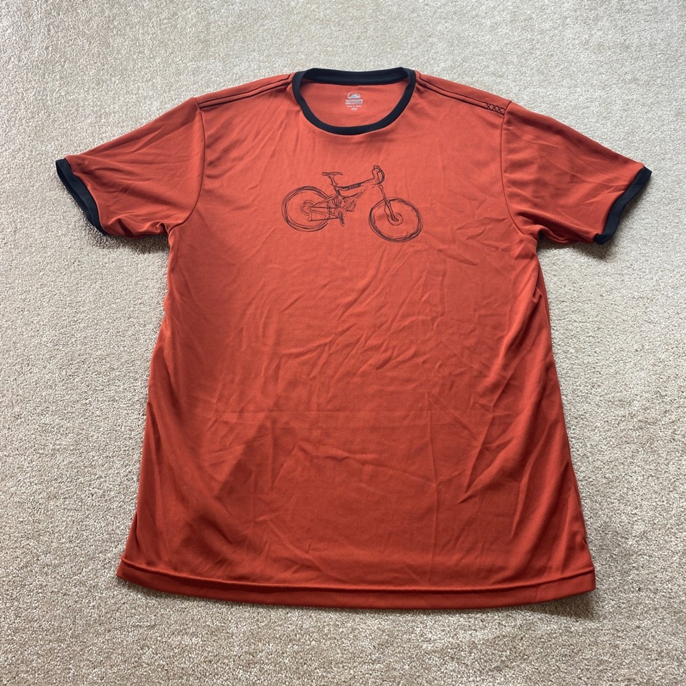 ZOIC Shirt Mens XL Orange Bike‎ Short Sleeve Outdoor Adventure Graphic Tee